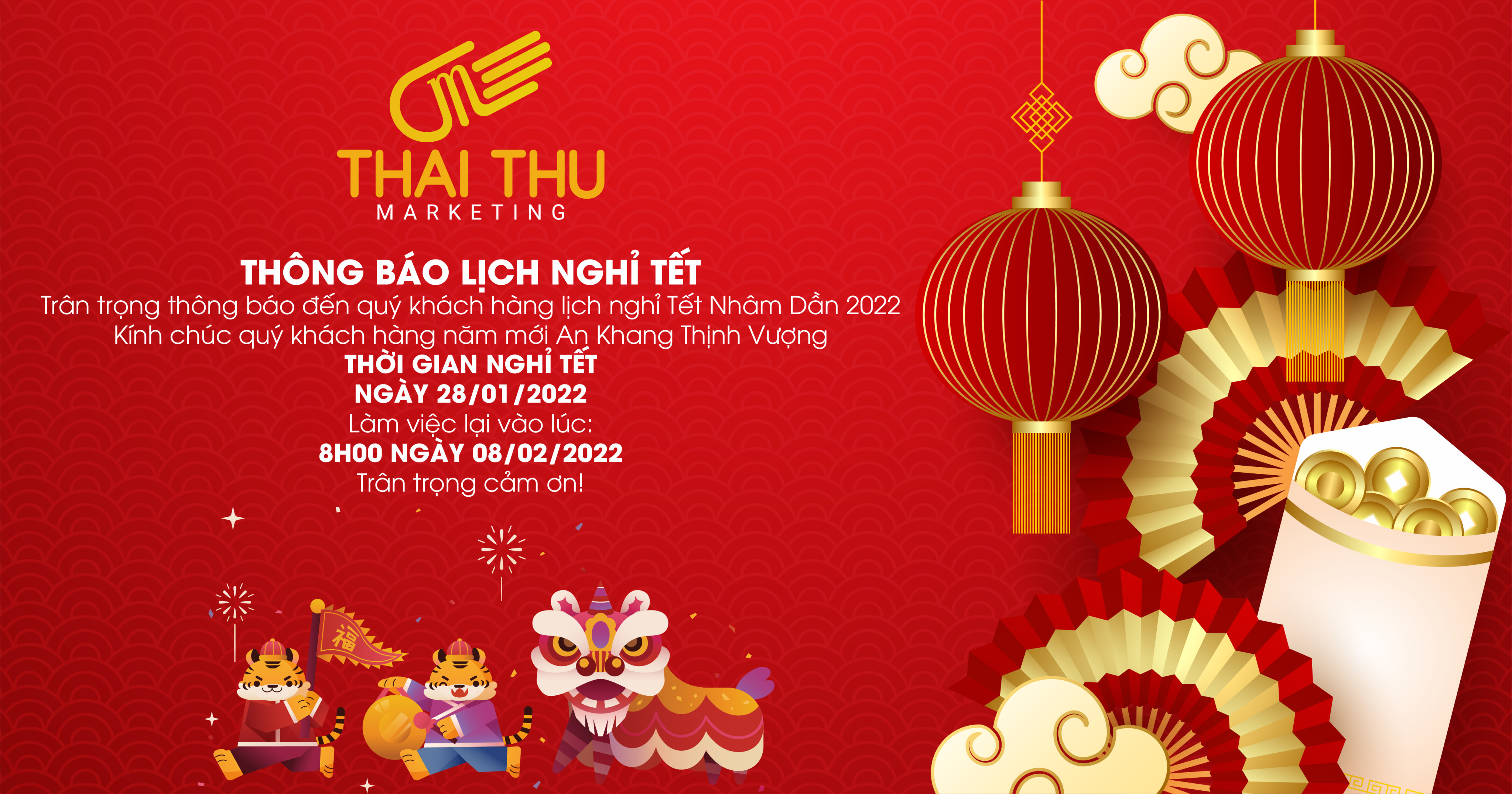 Thông báo Lịch nghỉ Tết Nhâm Dần 2022