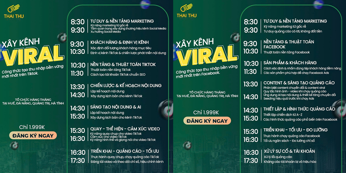 Nội dung khóa học Xây kênh Viral trên Facebook - Tiktok